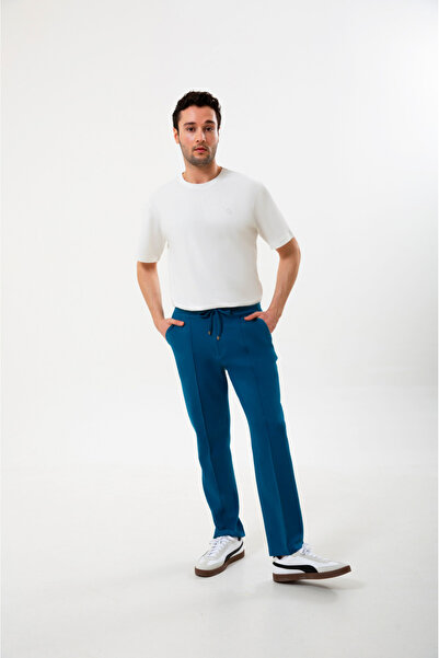 UNIQVIBE Organic Cotton Petrol Blue Color Men's Sweatpant