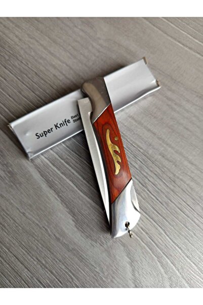 Salgaro TAM ÇELİK PASLANMAZ EMNİYET KİLİTLİ AHŞAP KAPLAMA ÇAKI BIÇAK