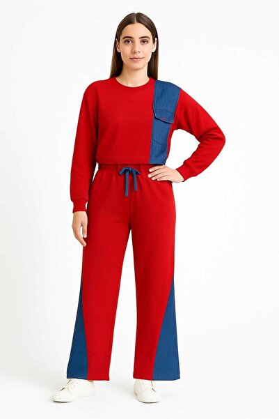 ANATOLIATEKSTILE Compleu Damă Casual – Bluză Crop & Pantaloni Largi, Bumbac c...