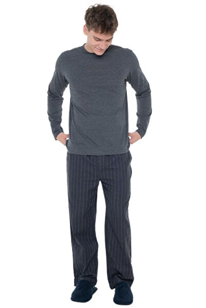 Calvin Klein Erkek Uzun Kollu Tişört ve Pantolon Pijama Takımı LV00NM2955