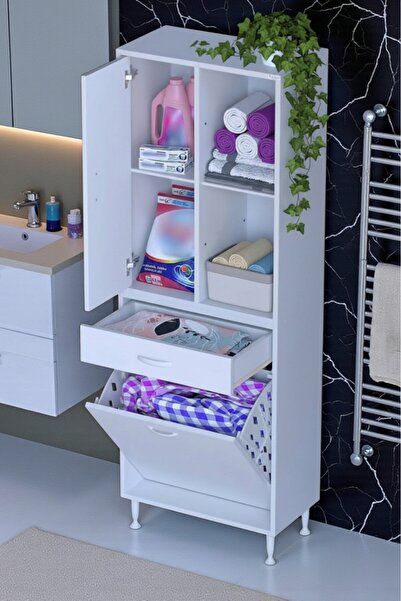 Eliusta Liora Beyaz Çok Amaçlı Banyo Dolabı 55 cm Genişliğe Sahip 55x171x32,5...