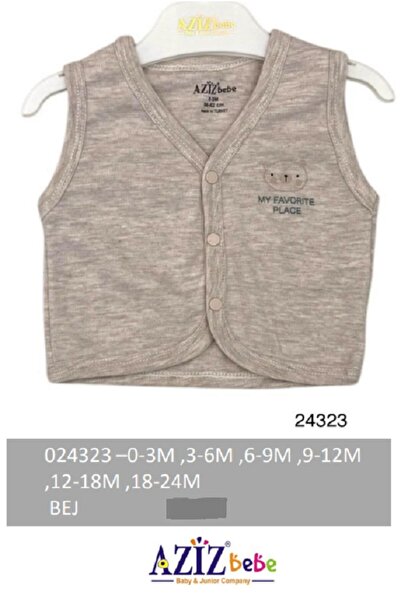 Aziz Bebe Baby Boy Snap Fastener Bear Embroidered Vest 3 Months - 24 Months