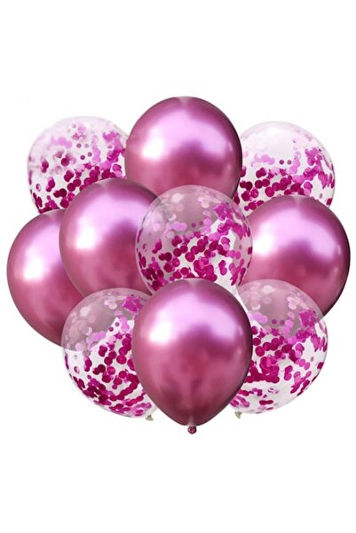 selling depot Set of 10 Transparent Balloons with Pink Confetti, 30cm - Selli...