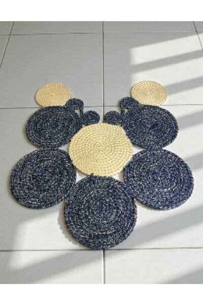 home inn Bath Mat Knitted Textured Round Shape 51X60 cm – Special Patterned Multi-Piece Model