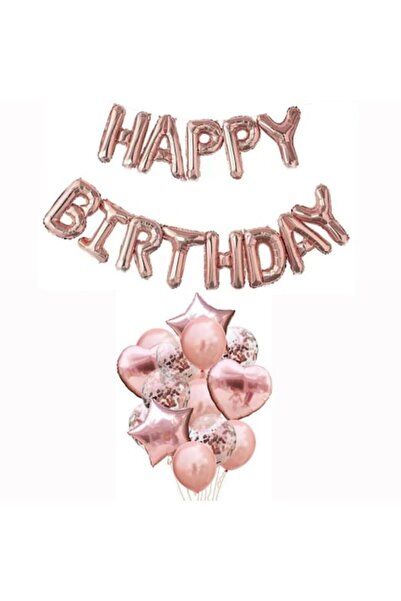 selling depot Σετ 27 μπαλονιών «Happy Birthday» - Τριαντάφυλλο, κομφετί, καρδ...