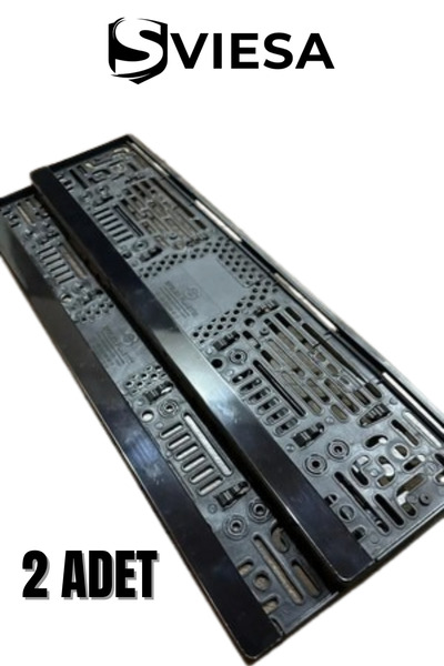 Sviesa Plaka Parlak Siyah Plakalık Araba Plaka Çerçevesi 2 Adet Siyah