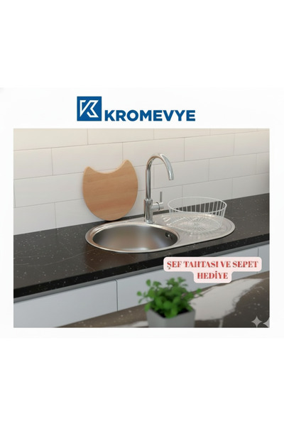 Kromevye EX-160-D PASLANMAZ ÇELİK MUTFAK EVYESİ - 48X77 DESENLİ