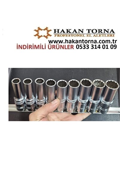 HakanTorna HT- ARM 1/2 CR-V Uzun Derin Yıldız Lokma Takımı 12 Köşe 9 Parça