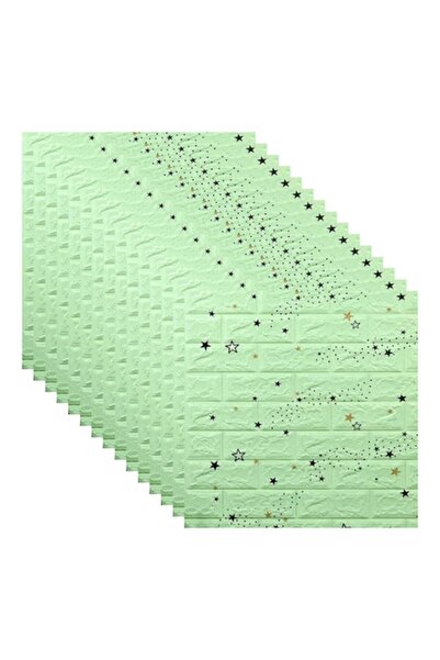 selling depot Set 15x Tapet autoadeziv 3D din spumă, model stea, verde, 70x70x0.3 cm
