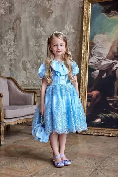 PİXİNADELUXE Jakar Kumaş Önü Kısa Arkası Uzun Elbise