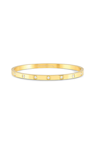 NOMİNATİON Çelik ve kare kesim zirkon taşlı (orta boy) PRETTY BANGLES çelik bileklik Gold