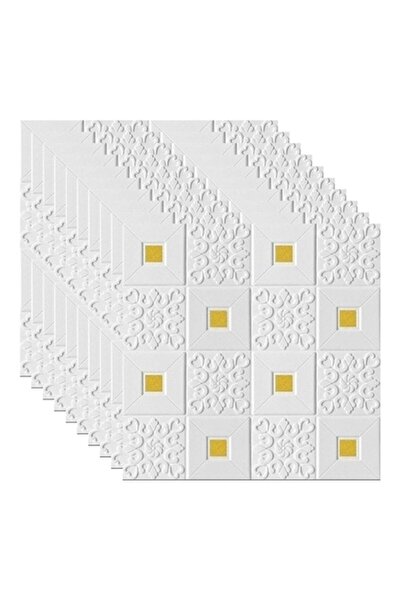 selling depot Set 10x Panouri de tapet 3D autoadezive din spumă 70x70x0.3 cm Alb/Auriu