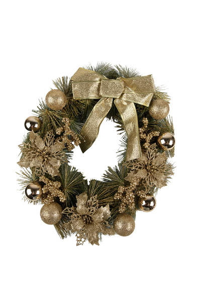 Clayre & Eef Coronita Craciun auriu verde 40x10 cm