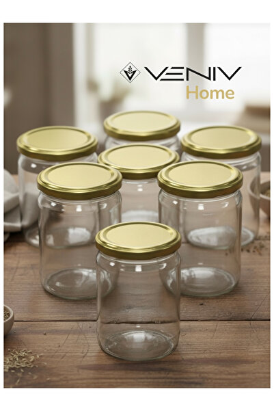 VENİV 7 قطع برطمانات زجاجية سعة 660 مل + 7 قطع أغطية