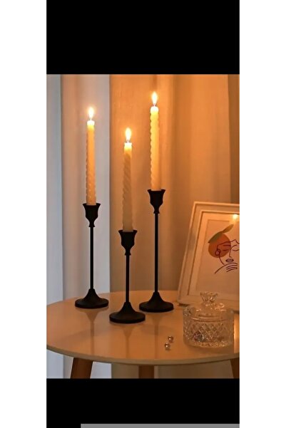 İlknur Home life 3Lü Siyah Şamdan