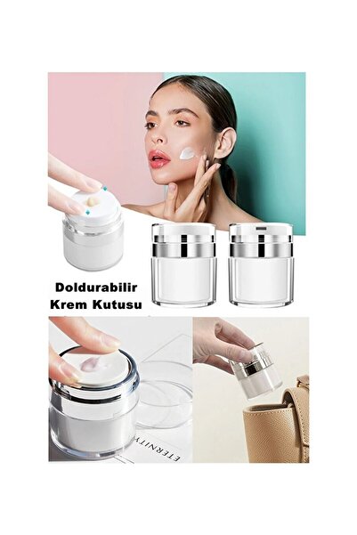 mucit home 2 Adet Şeffaf Krem Kutusu Doldurulabilir Pompalı Boş Krem Vücut Ya...