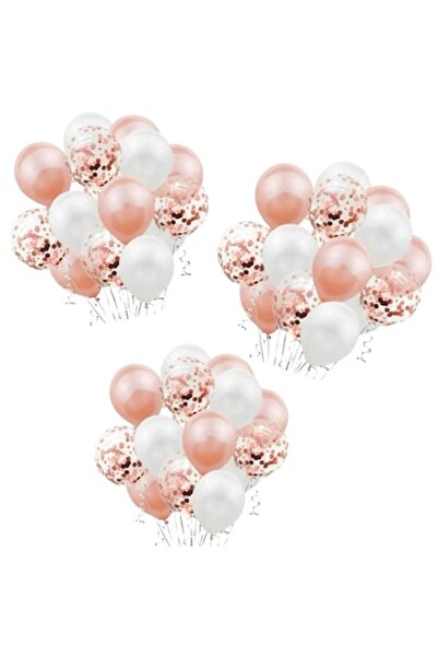 selling depot Set of 3×15 Balloons with Confetti – Rose/White (Selling Depot)