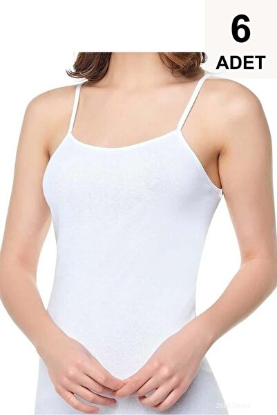 Defne 6 White Women's Tank Tops with String Straps