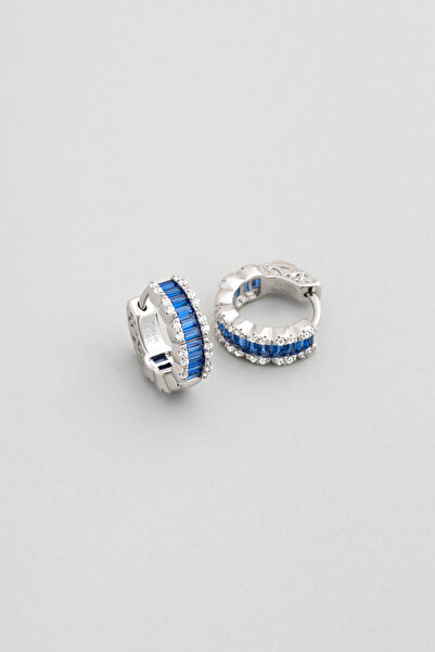 So CHIC... Renkli Baget 18 Ayar Beyaz Altın Kaplama Gümüş Halka Küpe