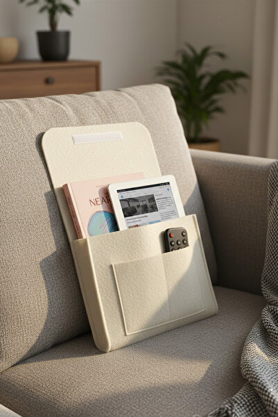 YUNUSOĞLU HOME Krem Baş Ucu Organizer Düzenleyici Keçe Organizer