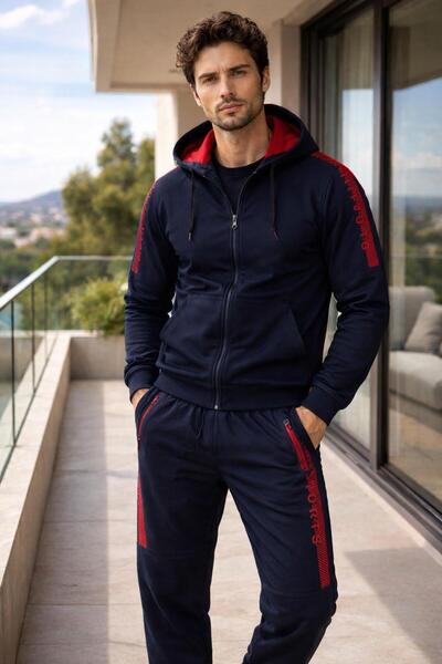 Masimar Men's Hooded Piece Cotton Tracksuit with Elasticated Legs
