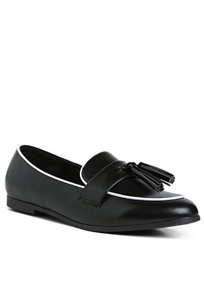 london Rag حذاء نسائي أسود اللون مزين بشرابات