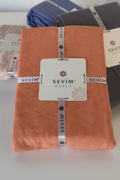 Sevim Cuvertură de pat cu relief, groasă, piqué-jacquard - bumbac 100% -160x260 cm - caise