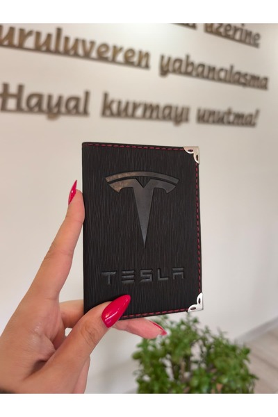 EFE DERİ Premium Tesla Dikişli Oto Ruhsat Kılıfı Kabı Araç Ruhsat Koruyucu Ru...