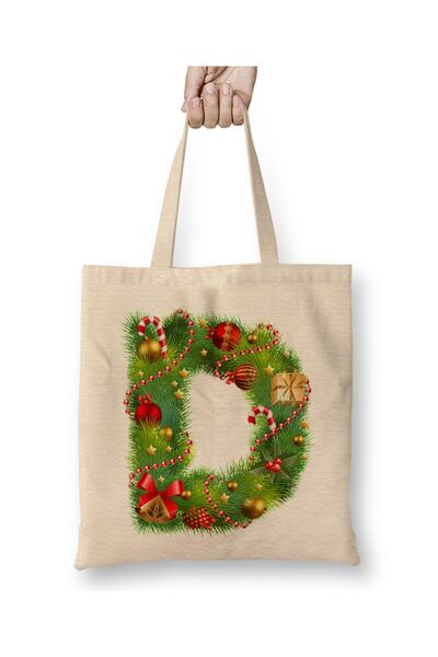 Toyaso Πρωτοχρονιάτικη ειδική υφασμάτινη τσάντα με γράμμα D Happy New Year Τσ...