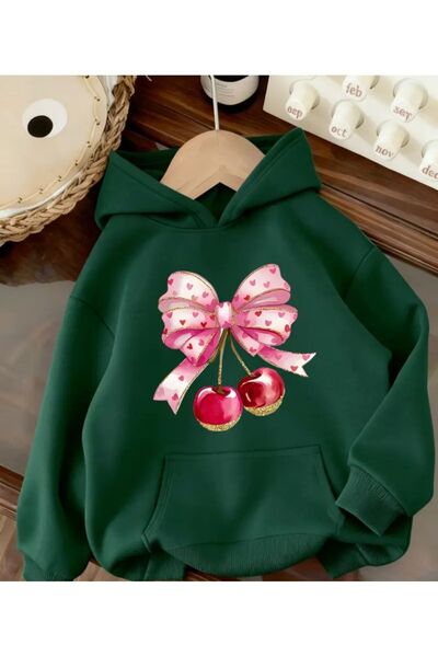 herkesemoda Суитчър с качулка и детайли с принт „Sweet Ribbon“