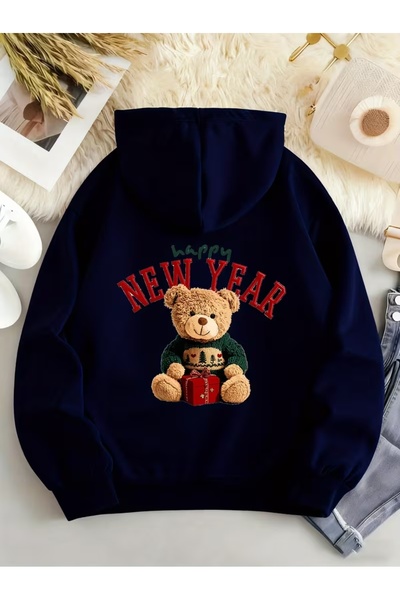 AEMİ Unisex Anul Nou Anul Nou cu imprimeu Bleumarin supradimensionat bumbac 1...