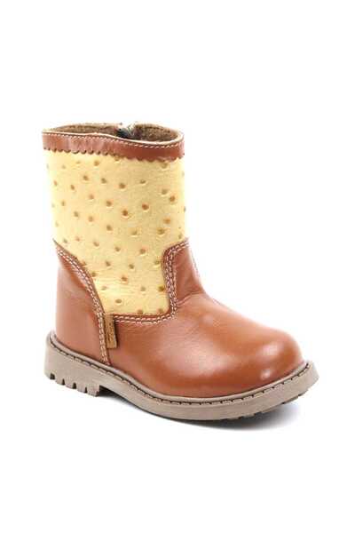 tino Cizme captusite pentru copii , din piele naturala 3241-COGNAC/BEJ