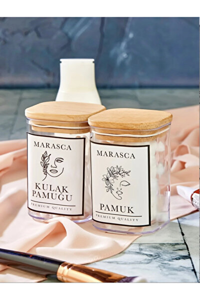 Tasarım Evi Συσκευασία 2 Ξύλινο κάλυμμα Ear Cotton & Cotton Organizer 250 ml ...