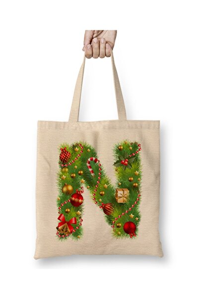 Toyaso Πρωτοχρονιάτικη ειδική υφασμάτινη τσάντα με γράμμα N Ευτυχισμένο το νέ...