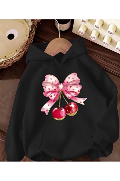 herkesemoda Φούτερ με κουκούλα με λεπτομέρεια εκτύπωσης με γλυκιά κορδέλα