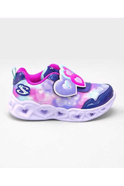 SKECHERS حذاء رياضي مضيء بتصميم قلب مضيء - كحلي/وردي فاقع