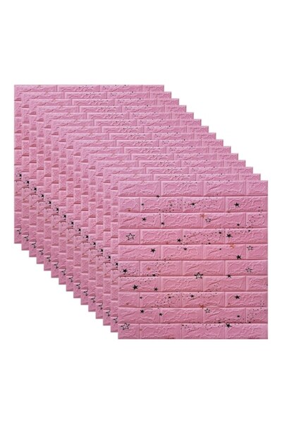 selling depot Set de 15 plăci de tapet 3D autoadezive din spumă, model stea, roz, 70x70x0,3 cm