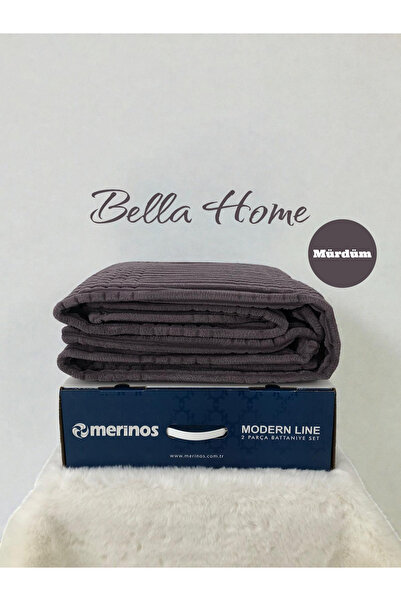 Bella Home طقم بطانية فردية من مودرن لاين مكون من قطعتين - 150×220 سم - مع ال...