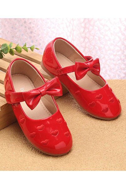 Babyoye راقصة باليه بتطريز على شكل قلب وزينة على شكل فيونكة - أحمر