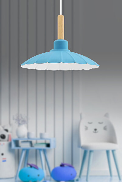 İstanbul Avize Eva Tekli Mavi Ahşap Başlıklı Sarkıt Sıvama Antik Ahşap Başlık...