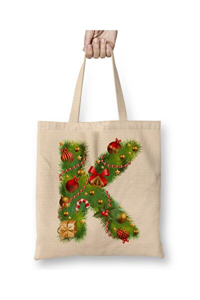 Toyaso Πρωτοχρονιάτικη ειδική υφασμάτινη τσάντα με γράμμα K Happy New Year Τσ...