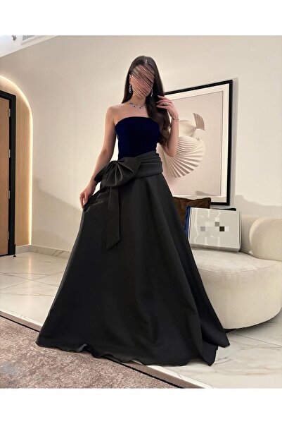 Rima Fashion فستان السهرة المخملي والساتان بتفصيلة