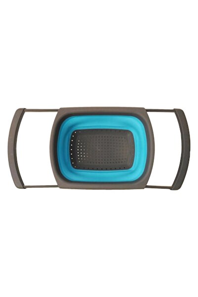 OEM Foldable Silicone Strainer with Extendable Handles, Blue