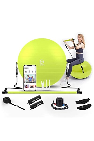 VAYNE مجموعة كرة اليوجا واللياقة البدنية المقاومة للانفجار من تشامبيا |   تمارين تقوية العضلات الأساسية في المنزل، مجموعة البيلاتس المنزلية