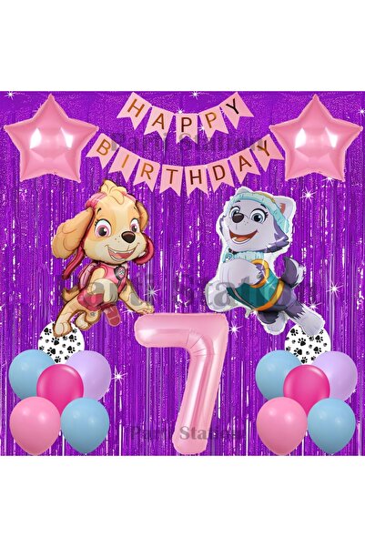 Parti Station Paw Patrol Skye and Everest Concept 7Th Birthday Purple Tassel ...