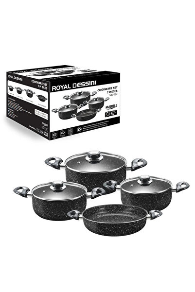 AT Performance Set de oale Royal MN-322, 7 piese, marmură antiaderentă - negru