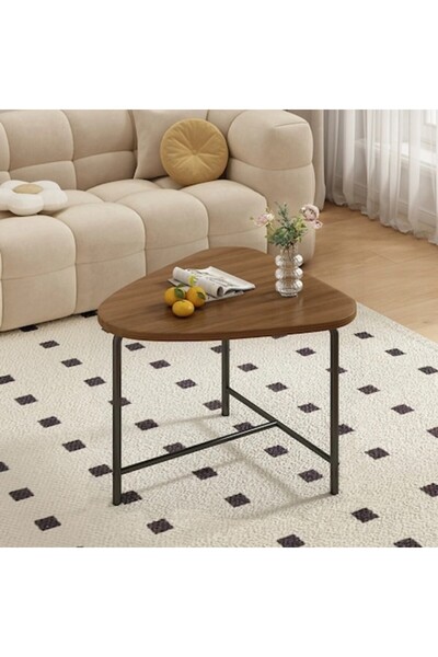 Deliny Masă de cafea triunghiulară, blat MDF, cadru metalic, 64 x 52 x 51 cm,...