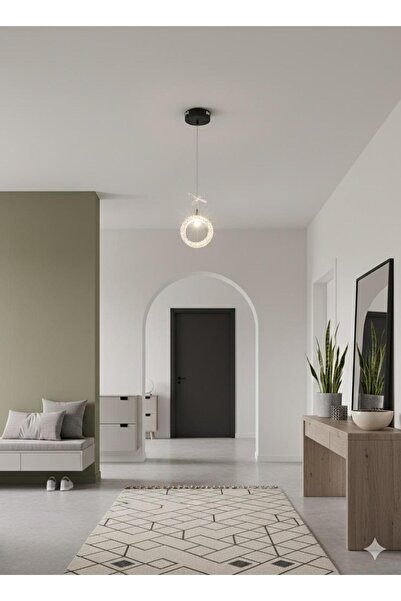 BİAVİZE TEKLİ KRİSTAL SİYAH RENK LED AVİZE