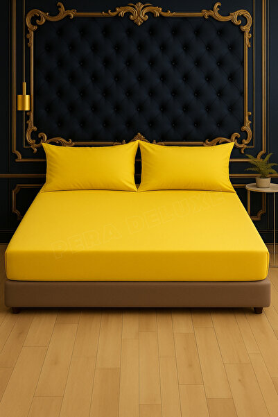 Pera Deluxe Yellow Color Cotton Combed Elastic Bed Sheet 200X200 cm – Domesti...