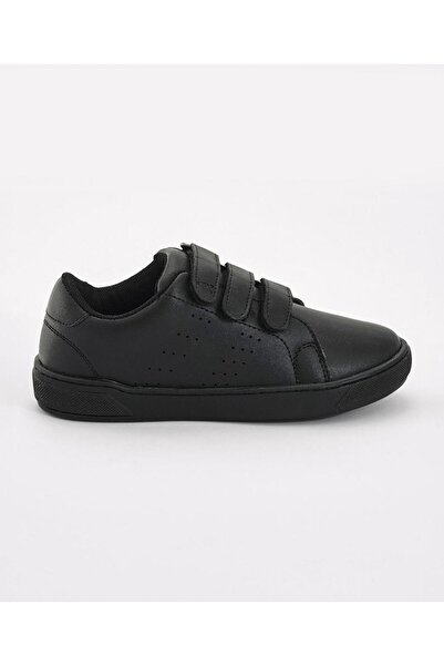 Pine kids Velcro Closure Solid Color School Shoes - Black